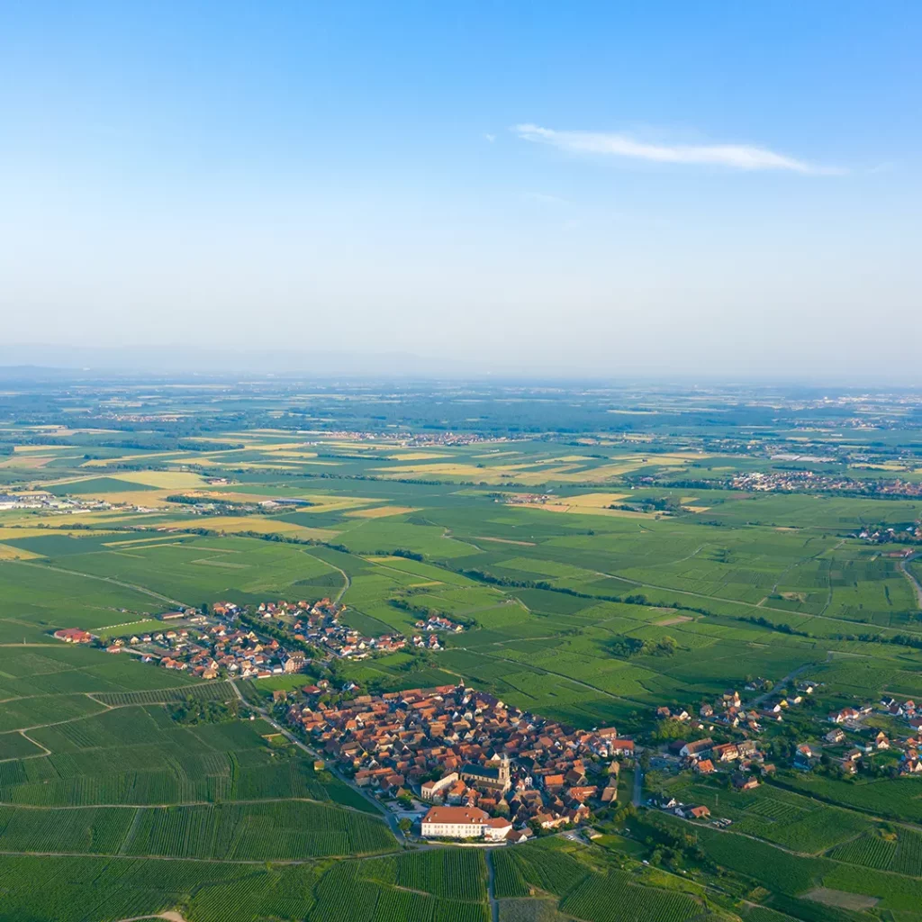 Terrain en Alsace avec vue dégagée, idéal pour un projet de construction.